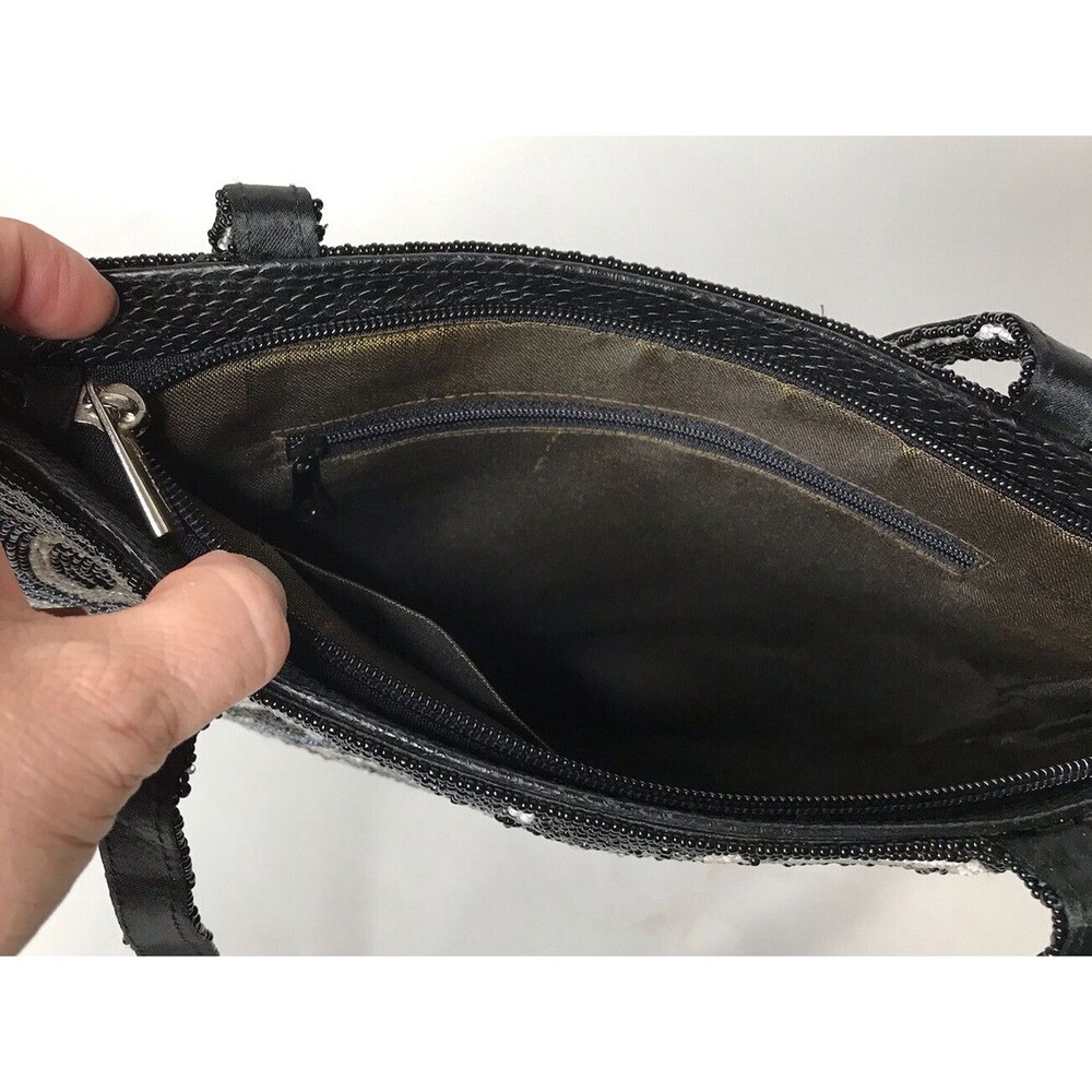 VNTG Gevarno Black Silver Purse Handbag Tote with Handle - New with tag - Beaded - Picture 5 of 11